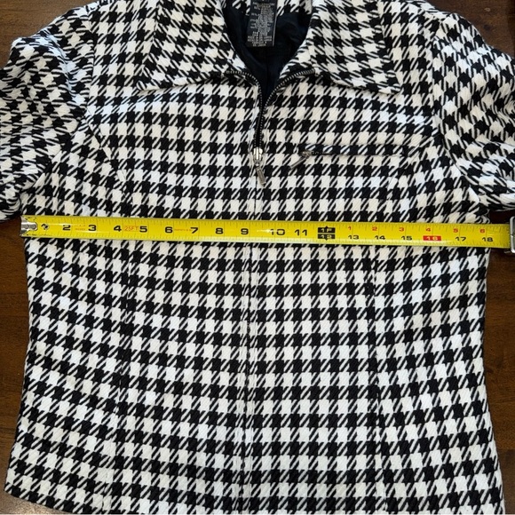 Haggar Women’s Black White Houndstooth 2 Pc Skirt Suit 8 Fringe Hem Zip Jacket - Picture 5 of 11